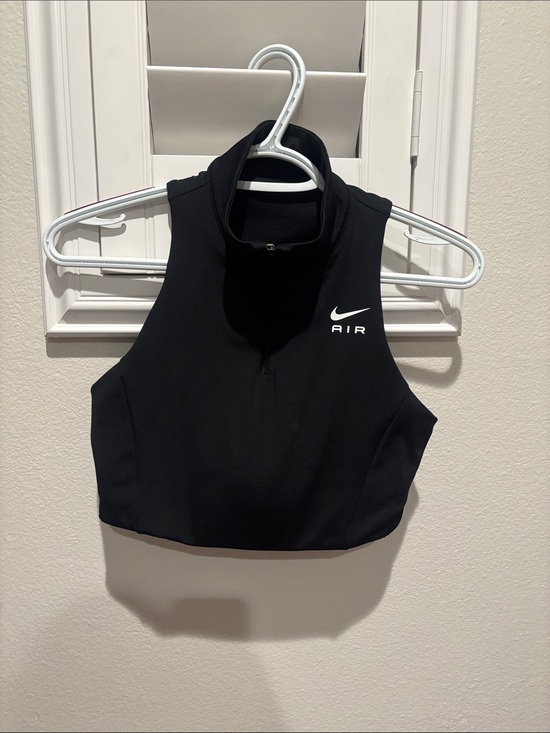 Nike Tops - Nike Black Sleeveless Zip Crop Top with White Air Logo